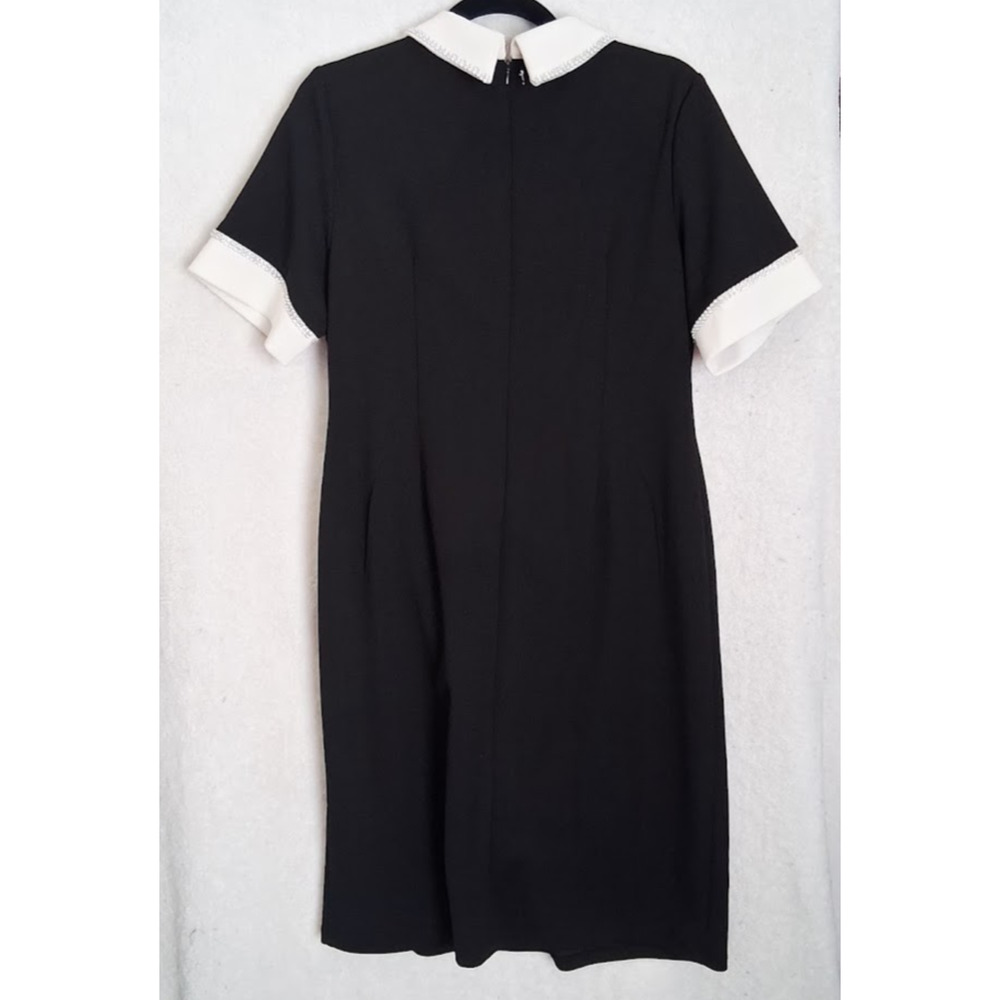 Shelby Nites Dress Size 14 Black White Collar Cuffs Wednesday Addams Modest Shea - Picture 3 of 10